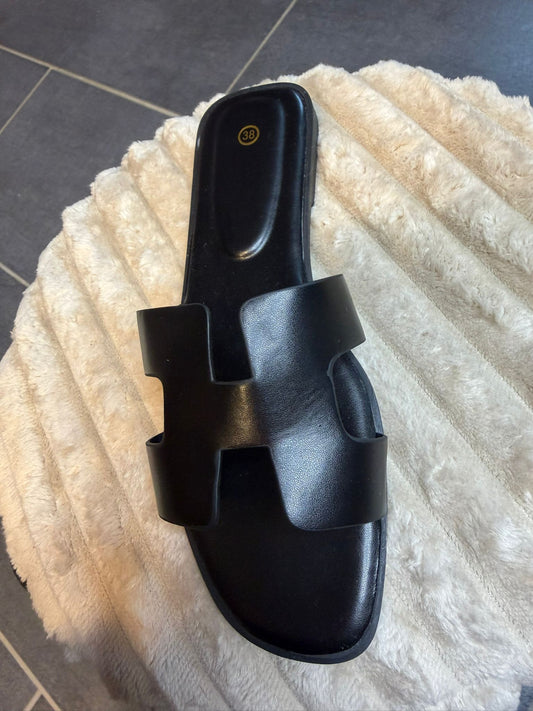 Zwarte H slippers | Dames
